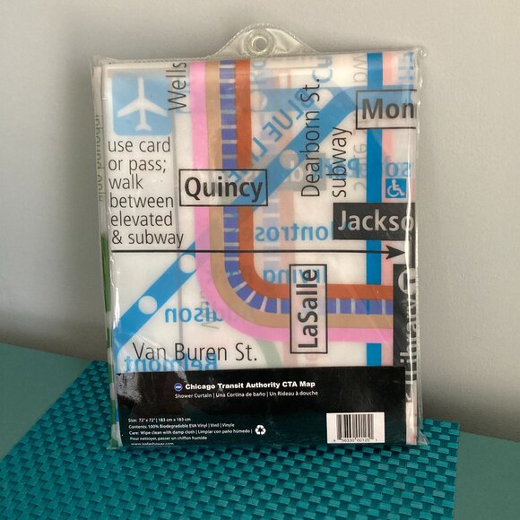 CTA Shower Curtain New in Package-Chicago Transit Authority-Map of L Train Lines - Picture 1 of 10
